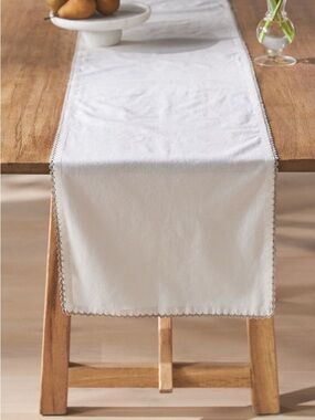 Anthropologie White Table Runner & Napkins with Rick Rack Trim